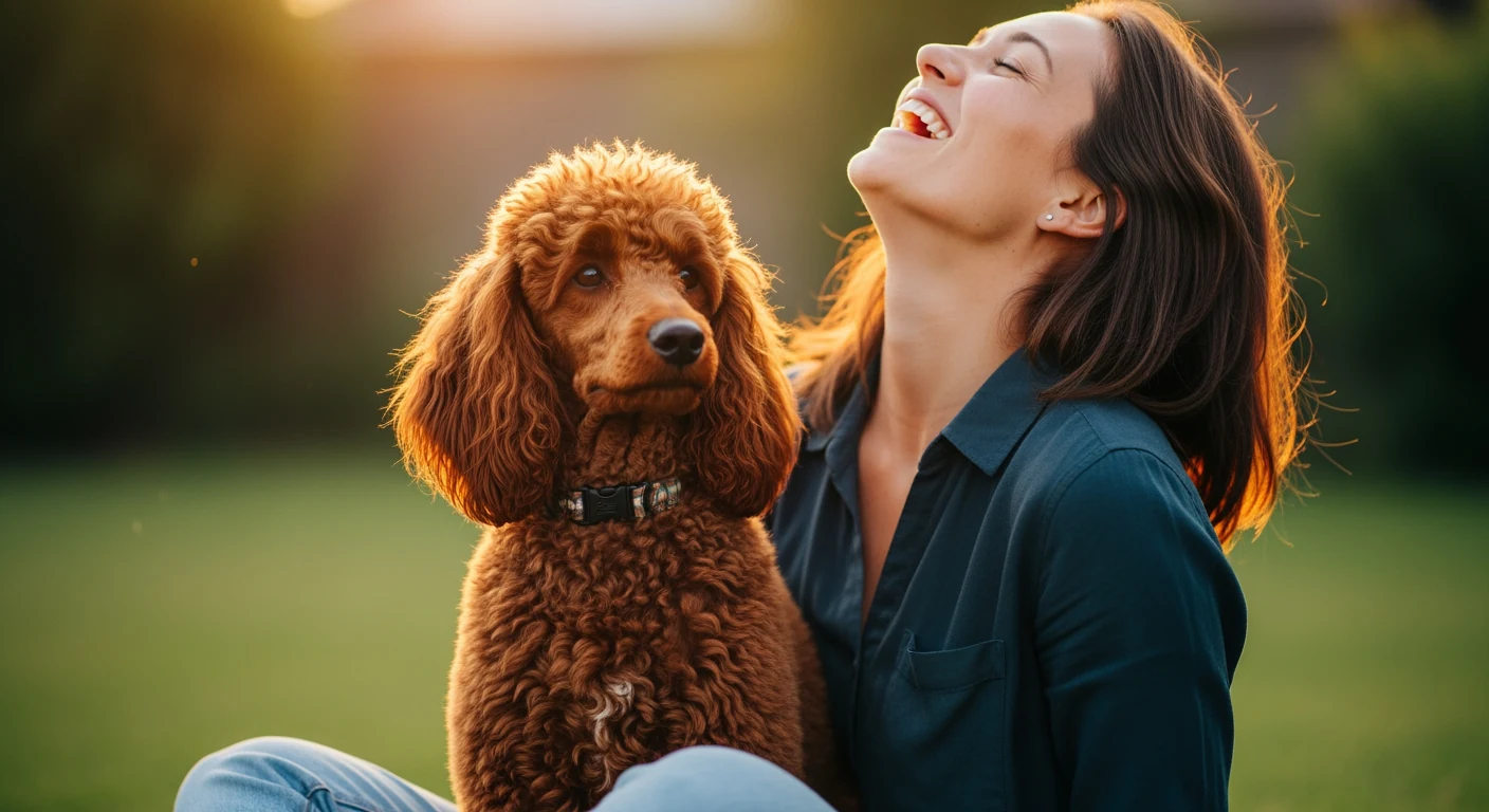 Famille de caniches rouges, adulte et chiots